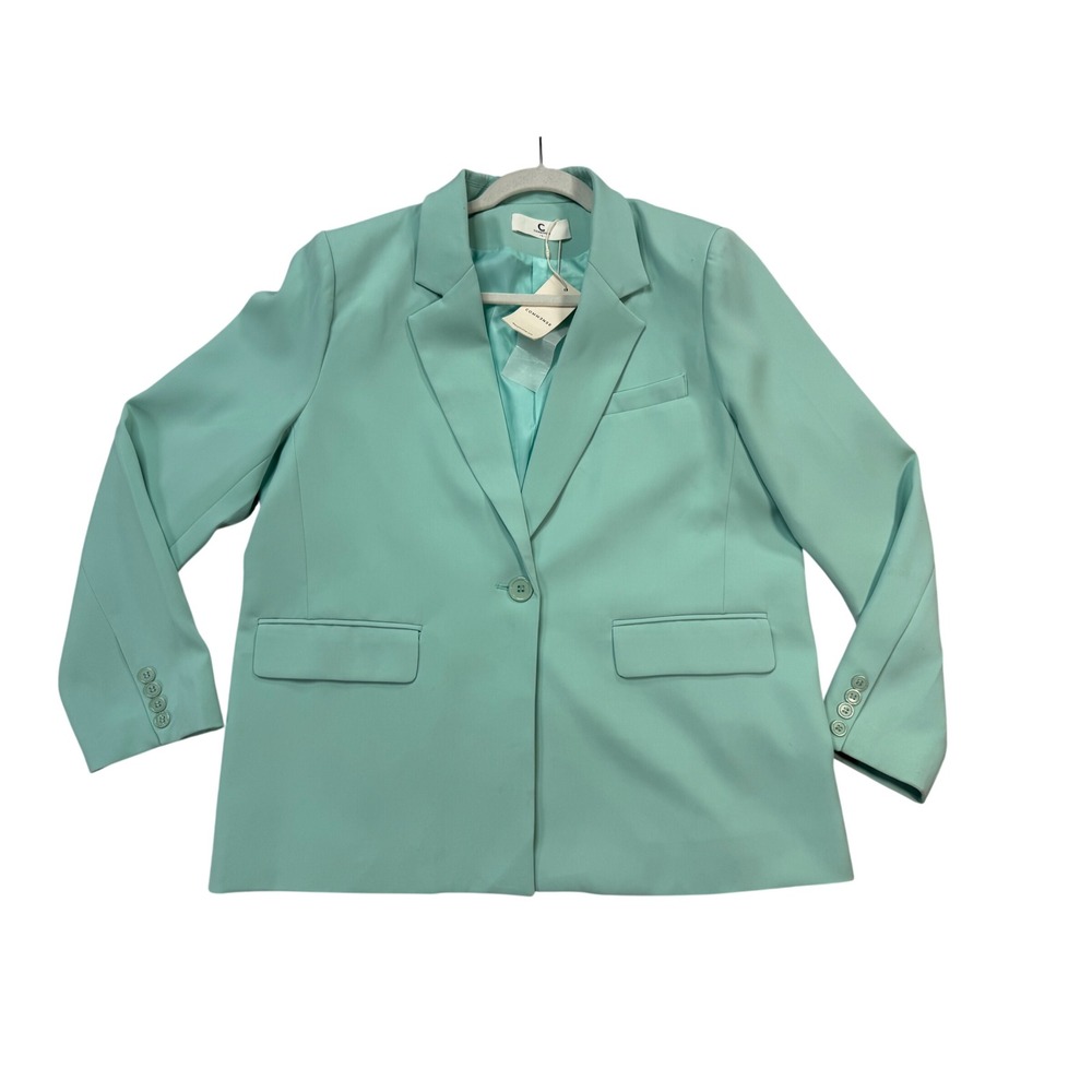 Commense Blazer Women L Mint Green New NWT Single Button Notched Lapel Lined